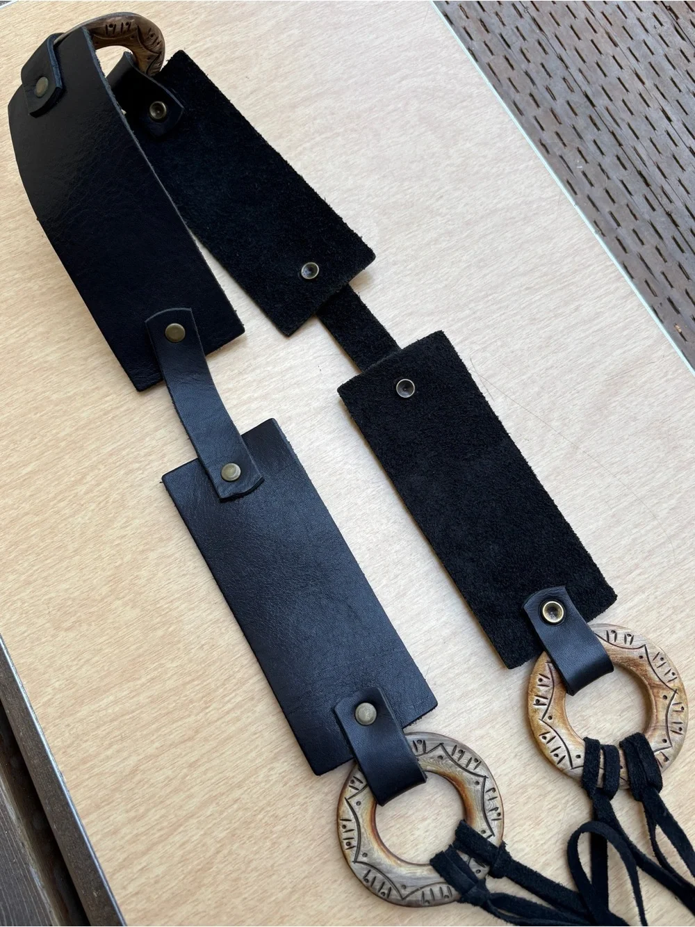 N/A black leather